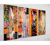 Gustav Klimt Set of 4 The Dancer, Mother and Child, Judith, Adam and Eve Framed Canvas Wall Art Picture Prints Home Decor Living Dining Room Poster Print (4 x 20x8 inch)