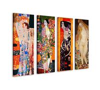 Gustav Klimt Set of 4 The Dancer, Mother and Child, Judith, Adam and Eve Framed Canvas Wall Art Picture Prints Home Decor Living Dining Room Poster Print (4 x 36x12 inch)