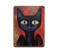 Gustav Klimt Style Black Cat Retro Poster Metal Tin Sign Chic Art Retro Iron Painting Bar People Cave Cafe Family Garage Poster Wall Decoration 12x16inch(30x40cm)
