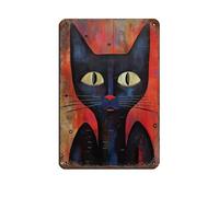 Gustav Klimt Style Black Cat Retro Poster Metal Tin Sign Chic Art Retro Iron Painting Bar People Cave Cafe Family Garage Poster Wall Decoration 8x12inch(20x30cm)