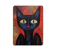 Gustav Klimt Style Black Cat Tin Sign Vintage Metal Pub Club Cafe Bar Home Wall Art Decoration Poster Retro 12x16inch(30x40cm)
