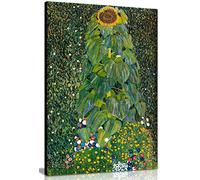 Gustav Klimt Sunflower Canvas Wall Art, Framed Ready to Hang 18x12in | Panther Print, Vivid Colours, Pine Frame, Pictures for Living Room Bedroom Hallway, Artwork for Walls, Home Office Decor