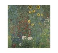 Gustav Klimt Sunflowers in The Farmers' Courtyards Canvas Poster Bedroom Decor Landscape Office Room Decor Gift 16x16inch(40x40cm)
