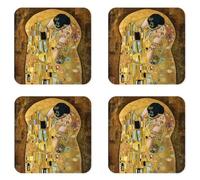 Gustav Klimt The Kiss Coaster Set 4 or 6 Art Nouveau Oil painting (4)