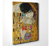 Gustav Klimt The Kiss No.4 Canvas Print | Gallery Wrapped 30mm Frame Wall Art | 30x20 inches | Ready to Hang | Modern Picture | Living Room Bedroom Lounge Office