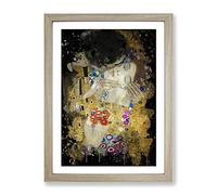 Gustav Klimt The Kiss No.4 Modern Cb Framed Print | A2 Oak Framed Wall Art | Ready to Hang | Modern Historical Picture | Living Room Bedroom Lounge Office
