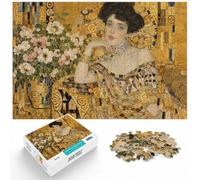 Gustav Klimt Woman Flowers Wooden Puzzle 1000 Pieces, Adult Jigsaw | Festive puzzle present: indoor weekend activity during indoor leisure.