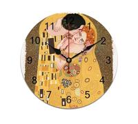Gustav klimts the kiss Featuring whisper-quiet sweep seconds and made of PVC, this minimalist clock fits seamlessly into bedrooms, kitchens, or any living area.