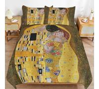 Gustav klimts the kiss Simple Finish Smooth Touch Comfort Zipper System Sleep Upgrade Duvet Cover Sets for Couples