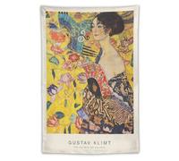 Gustav Klimt's Woman with A Fan Oil Painting Art Poster Painting On Wall Art Tapestry Scroll Picture Print Living Room Walls Decor Home Tapestries 40"x60"