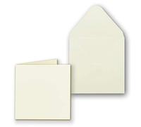Gustav Neuser C-Line Sets of Square Cards with envelopes, Cream-White/Natural White, Ideal for DIY and Creative Crafts 25 Stück White