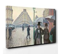Gustave Caillebotte Paris Street on a Rainy Day Canvas Print | Gallery Wrapped 30mm Frame Wall Art | 30x20 inches | Ready to Hang | Modern Cityscape Picture | Living Room Bedroom Lounge Office