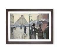 Gustave Caillebotte Paris Street on a Rainy Day Framed Print | A2 Walnut Framed Wall Art | Ready to Hang | Modern Cityscape Picture | Living Room Bedroom Lounge Office