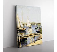Gustave Caillebotte Sailing Boats At Argenteuil Classic Painting Canvas Wall Art Print Ready to Hang, Framed Picture for Living Room Bedroom Home Office Décor, 60x40 cm (24x16 Inch)