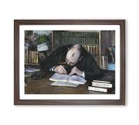 Gustave Caillebotte Writing Man Classic Painting Framed Wall Art Print, Ready to Hang Picture for Living Room Bedroom Home Office Décor, Walnut A2 (64 x 46 cm)