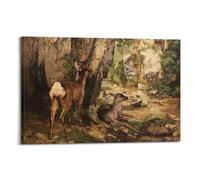 Gustave Courbet（An Enclosure for ROE Deer at The Stream Fountain of Joy） artistic Creations Poster Canvas Wall Art Scroll Picture Print Living Room Walls Decor Homes 24x36inch(60x90cm)