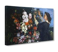 Gustave Courbet Flower Trellis Canvas Print | Gallery Wrapped 30mm Frame Wall Art | 24x16 inches | Ready to Hang | Modern Floral Picture | Living Room Bedroom Lounge Office
