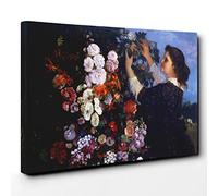 Gustave Courbet Flower Trellis Canvas Print | Gallery Wrapped 30mm Frame Wall Art | 30x20 inches | Ready to Hang | Modern Floral Picture | Living Room Bedroom Lounge Office