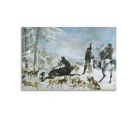 Gustave Courbet（Killing A Deer） artistic Creations Poster Wall Art Scroll Canvas Picture Living Room Decor Home 08x12inch(20x30cm)