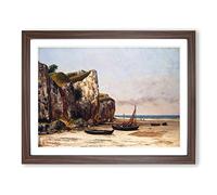 Gustave Courbet Normandy Beach Classic Painting Framed Print | A3 Walnut Framed Wall Art | Ready to Hang | Classic Beach Picture | Living Room Bedroom Lounge Office