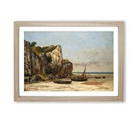 Gustave Courbet Normandy Beach Framed Print | A2 Oak Framed Wall Art | Ready to Hang | Modern Beach Picture | Living Room Bedroom Lounge Office