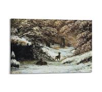 Gustave Courbet（The Deer Shelter in The Winter） artistic Creations Poster Picture Canvas Wall Paint Arts Decor Modern Home Artworks 08x12inch(20x30cm)