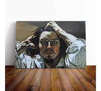 Gustave Courbet The Desperate Canvas Print | Gallery Wrapped 30mm Frame Wall Art | 24x16 inches | Ready to Hang | Modern Picture | Living Room Bedroom Lounge Office