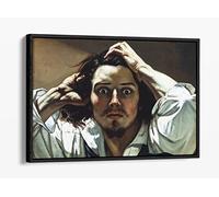 Gustave Courbet, The Desperate Man Canvas Floater Frame Print Picture Art - Black Frame 24 inch wide x 16 inch high