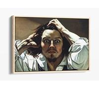 Gustave Courbet, The Desperate Man Canvas Floater Frame Print Picture Art - Light Oak Frame 18 inch wide x 12 inch high