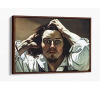 Gustave Courbet, The Desperate Man Canvas Floater Frame Print Picture Art - Walnut Frame 12 inch wide x 8 inch high