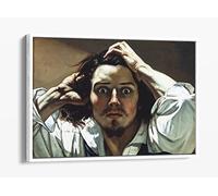 Gustave Courbet, The Desperate Man Canvas Floater Frame Print Picture Art - White Frame 12 inch wide x 8 inch high