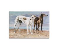 Gustave Courbet（The Greyhounds of The Comte De Choiseul） artistic Creations Poster Wall Art Scroll Canvas Picture Living Room Decor Home 24x36inch(60x90cm)