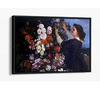 Gustave Courbet, The Trellis Canvas Floater Frame Print Picture Art - Black Frame 24 inch wide x 16 inch high