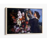 Gustave Courbet, The Trellis Canvas Floater Frame Print Picture Art - Light Oak Frame 36 inch wide x 24 inch high