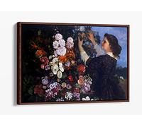 Gustave Courbet, The Trellis Canvas Floater Frame Print Picture Art - Walnut Frame 24 inch wide x 16 inch high