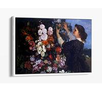 Gustave Courbet, The Trellis Canvas Floater Frame Print Picture Art - White Frame 18 inch wide x 12 inch high