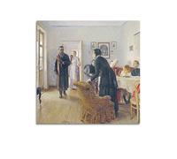 Gustave Courbet（They Did Not Expect Him） artistic Creations Poster Wall Art Scroll Canvas Picture Living Room Decor Home 12x12inch(30x30cm)