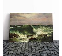 Gustave Courbet Waves Canvas Print | Gallery Wrapped 30mm Frame Wall Art | 20x14 inches | Ready to Hang | Modern Seascape Picture | Living Room Bedroom Lounge Office