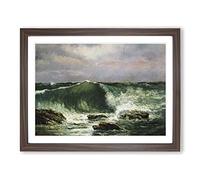 Gustave Courbet Waves Classic Painting Framed Print | A3 Walnut Framed Wall Art | Ready to Hang | Classic Nautical Picture | Living Room Bedroom Lounge Office