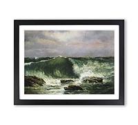 Gustave Courbet Waves Classic Painting Framed Print | A4 Black Framed Wall Art | Ready to Hang | Classic Nautical Picture | Living Room Bedroom Lounge Office