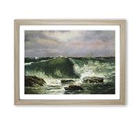 Gustave Courbet Waves Classic Painting Framed Print | A4 Oak Framed Wall Art | Ready to Hang | Classic Nautical Picture | Living Room Bedroom Lounge Office