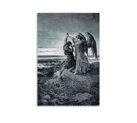 Gustave Dore Artistic Work (Jacob Wrestling with The Angel) Poster Aesthetic Canvas Wall Art Prints Modern Room Decoration for Household Space 20x30inch(50x75cm)