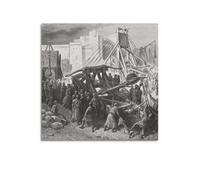 Gustave Dore Poster Work《the Crusaders' War Machinery》 Wall Art Scroll Canvas Painting Picture Living Room Decor Home 24x24inch(60x60cm)