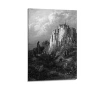 Gustave Dore Work Poster - Camelot Illustration from Idylls of The King by Alfred Tennyson Cool Artworks Painting Wall Art Canvas Prints Hanging Picture Home Decors Idea 12x18inch(30x45cm)