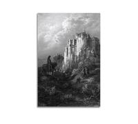 Gustave Dore Work Poster - Camelot Illustration from Idylls of The King by Alfred Tennyson Wall Art Bedroom Prints Home Decor Hanging Picture Canvas Paintings 24x36inch(60x90cm)