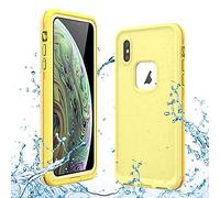 GUSTAVE for iPhone Xs Waterproof Case, iPhone X Waterproof Case Wireless Charging Support Waterproof Shockproof Full-Body Rugged Cover Case with Built-in Screen Protector for Xs/X 5.8 inch (Yellow)