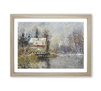 Gustave Loiseau House on the Edge of the Water Classic Painting Framed Wall Art Print, Ready to Hang Picture for Living Room Bedroom Home Office Décor, Oak A4 (34 x 25 cm)