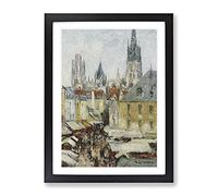 Gustave Loiseau Street In Rouen Classic Painting Framed Print | A2 Black Framed Wall Art | Ready to Hang | Classic Cityscape Picture | Living Room Bedroom Lounge Office
