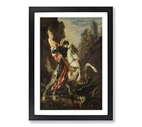 Gustave Moreau George and The Dragon Framed Print | A2 Oak Framed Wall Art | Ready to Hang | Modern Nature Picture | Living Room Bedroom Lounge Office