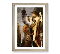 Gustave Moreau Oedipus and The Sphynx Framed Print | A2 Oak Framed Wall Art | Ready to Hang | Modern Nature Picture | Living Room Bedroom Lounge Office